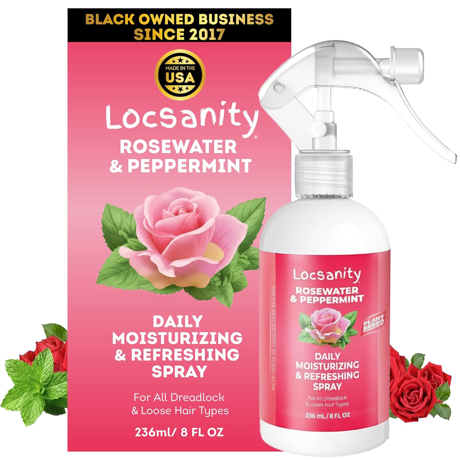 Locsanity Rosewater Peppermint Moisturizing Refreshing Spray