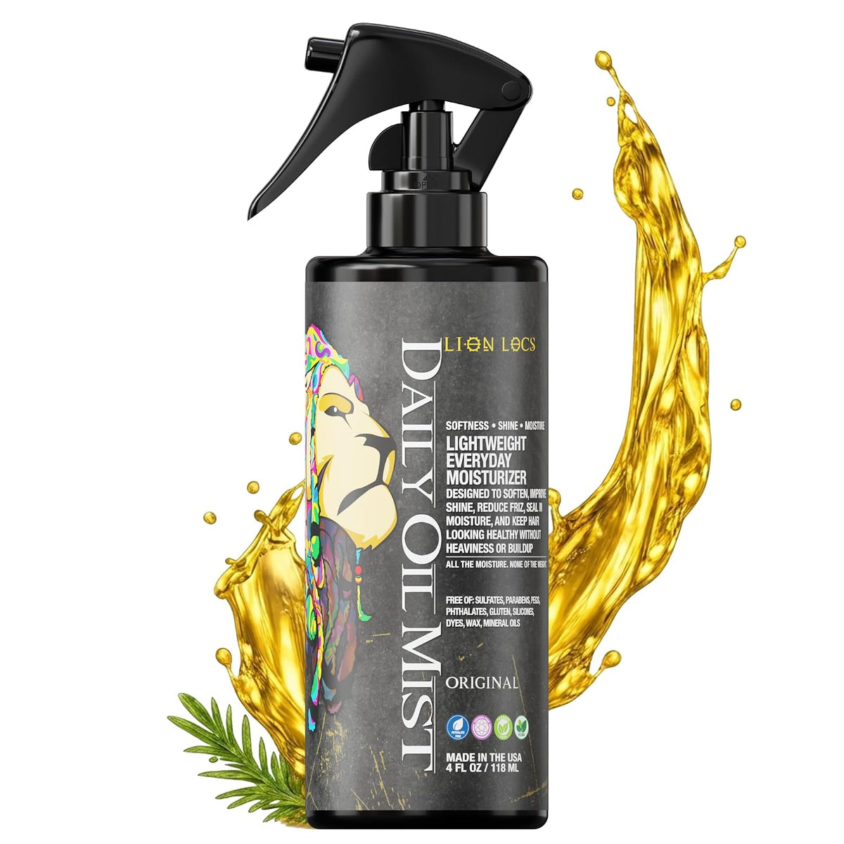 Lion Locs Hair Oil Spray for locs, 4 oz bottle