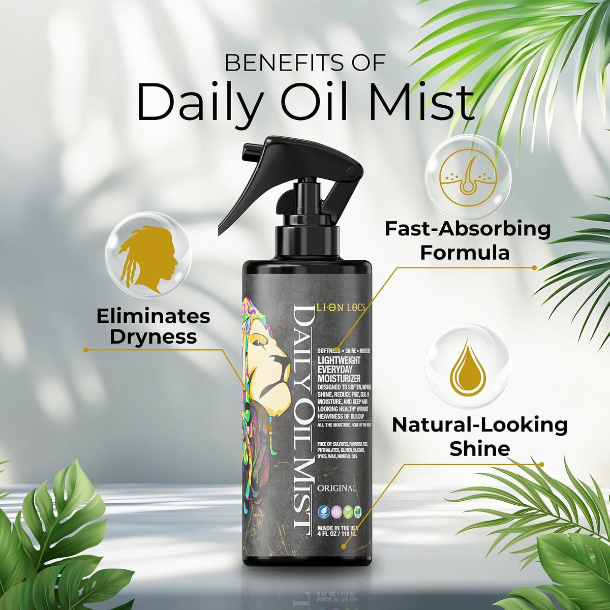 Lion Locs Hair Oil Spray, non-greasy loc oil spray for dreadlocks